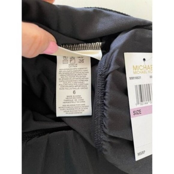 MICHAEL Michael Kors Logo Chain Black One Piece Swimsuit Size 6 Padded $122 NWT - Picture 6 of 7